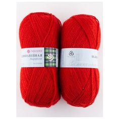 Пряжа "Великолепная" 100г., 300м (2 мотка), Пехорский текстиль, 88-Красный мак Пехорка