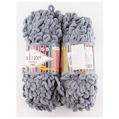 Пряжа Puffy Fine 100 гр., 14м., (2 мотка), ALIZE, 343 угольный серый