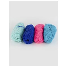 Пряжа "Simple" 25 г, 66м (4 мотка), Hobbius, №06 св.розовый-бирюзовый-голубый