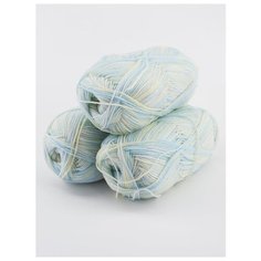 Пряжа "JANE" 50г, 227м (3 мотка), Adelia, №01 белый-бледно голубой