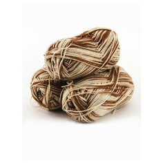 Пряжа "JANE" 50г, 227м (3 мотка), Adelia, №18 св.бежевый-коричневый