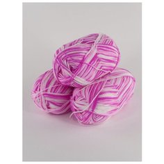 Пряжа "JANE" 50г, 227м (3 мотка), Adelia, №11 белый-розовый-яр.розовый