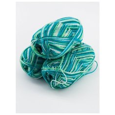 Пряжа "JANE" 50г, 227м (3 мотка), Adelia, №24 изумруд-голубой-зеленый