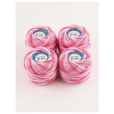 Пряжа Ирис меланж 10 г., 82 м (4 мотка)., Gamma, P-01 розово-белый