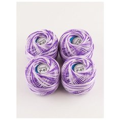 Пряжа Ирис меланж 10 г., 82 м (4 мотка)., Gamma, P-07 сирень-белый