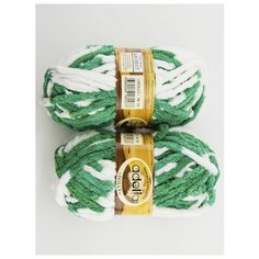 Пряжа "DOLLY" 100г, 40м (2 мотка), Adelia, №18 бело-зеленый