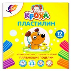 Пластилин мягкий Луч 12 цветов Кроха для плавающих поделок со стеком / Пластилин для лепки