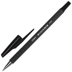 STAFF Ручка шариковая прорезиненный корпус, 0.7 мм (142397/142398/142399/142400), черный цвет чернил