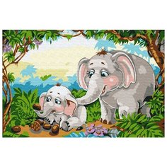 Картина по номерам "Слоны в джунглях", 20x30 см Molly