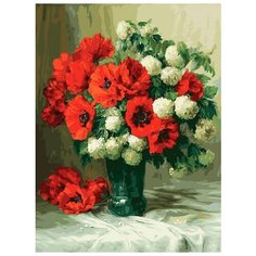 Картина по номерам "Маки и снежные шары", 30x40 см Белоснежка