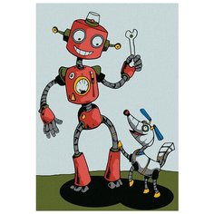 Картина по номерам Котеин "Робот с собачкой", 20x30 см