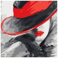 Картина по номерам "Дама в красной шляпе", 30x30 см Molly