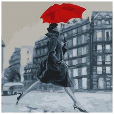 Картина по номерам "Девушка с красным зонтом", 30x30 см Molly