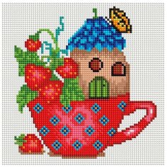 Алмазная вышивка «Домик в чашке», 20x20 см, Белоснежка