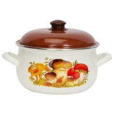 Кастрюля Интерос Грибы, 5.1 л, белый/коричневый