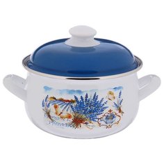 Кастрюля Интерос Лаванда, 3.1 л, белый/голубой