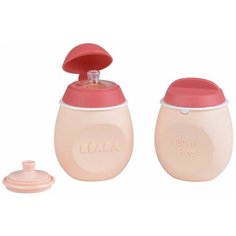 Beaba Set SqueezPortion Контейнер + поильник из силикона, Pink