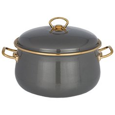 Кастрюля эмалированная 5,0л индукция Agness Deluxe, серый (951-138)
