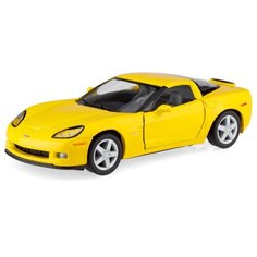 Детская игрушечная коллекционная металическая модель машинки игрушки Kinsmart "Шевролет Corvette Z06" (металлическая, инерционная) желтый 1:36