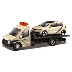 Bburago Коллекционная машинка-эвакуатор "18-31400/4 1:43 Street Fire Flatbed Transport", бежевый