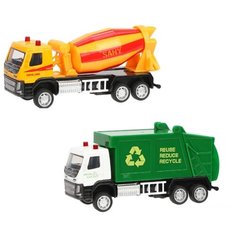 Машинки 2шт Мусоровоз и Автобетоносмеситель, Volvo, 1:72, Пламенный мотор