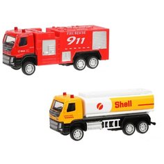 Машинки 2шт Автоцистерна и Пожарная машина, Volvo, 1:72, Пламенный мотор