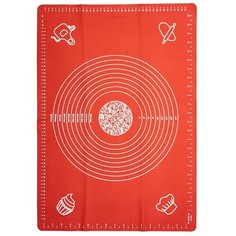 Коврик для раскатки теста силиконовый, 45х64 см, красный Edenberg