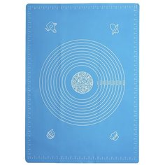 Коврик для раскатки теста силиконовый, 45х64 см, голубой Edenberg