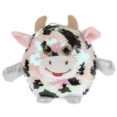 Игрушка мягкая корова из пайеток пятнистая 17см, Мульти-пульти