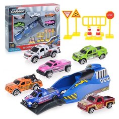 Набор машин Oubaoloon 6 шт, с запускающим устройством, в коробке (AH3010B)