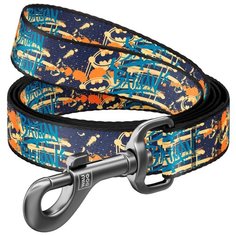 Нейлоновый поводок для собак WAUDOG Nylon с рисунком Бэтмен Джинс, длина 122 см, ширина 10 мм