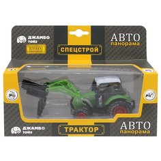 Подарок к 23 февраля! Машинка металлическая ТМ "Автопанорама", ТРАКТОР, зеленый, инерция, подвижные элементы, в кор. 20,5*7,5*9 см