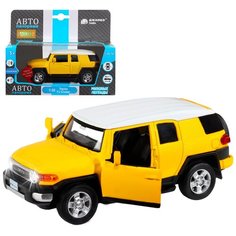 Машинка детская, металлическая, инерционная, Автопанорама, коллекционная, 1:32 Toyota FJ Cruiser,желтый, свет, звук, открывающиеся двери