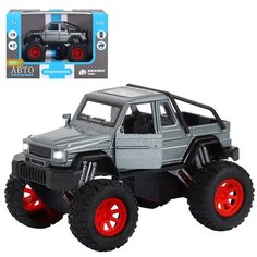 Машинка детская, металлическая, инерционная, Автопанорама, коллекционная, 1:32 "Внедорожник",серый, открываются двери, свет, звук