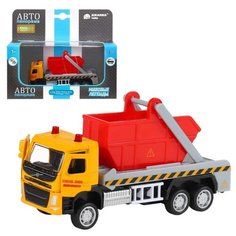 Машинка детская, металлическая, инерционная, Автопанорама, коллекционная, VOLVO FM "Мусоровоз", м 1:72, цвет желтый, открываются двери.