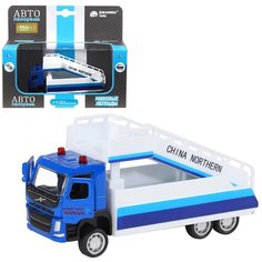 Машинка детская, металлическая, инерционная, Автопанорама, коллекционная, VOLVO FM "Пассажирский трап", масштаб 1:72, цвет синий, открываются двери