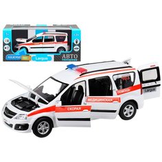 Машинка детская, металлическая, инерционная, Автопанорама, коллекционная, LADA LARGUS, масштаб 1:24, "Скорая помощь", открываются 4 двери, капот