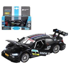 Машинка детская, металлическая, инерционная, Автопанорама, коллекционная, 1:32 BMW M3 DTM, черный, свет, звук, открывающиеся двери