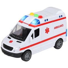 Машинка детская инерционная ТМ AUTODRIVE, "Скорая", на батарейках со светом и звуком, красный, в/к 19*9*12,5см