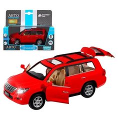 Машинка детская, металлическая, инерционная, Автопанорама, коллекционная, ,1:32 Lexus LX570, красный, свет, звук, открывающиеся двери