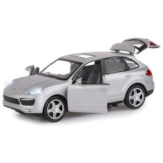 Машинка детская, металлическая, инерционная, Автопанорама, коллекционная, 1:32, Porsche Cayenne S, серебряный, свет, звук, открываются двери