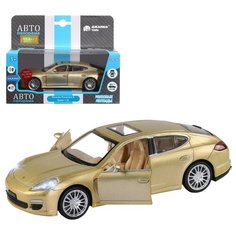 Машинка детская, металлическая, инерционная, Автопанорама, коллекционная, 1:32 Porsche Panamera S, золотой, свет, звук, открывающиеся двери