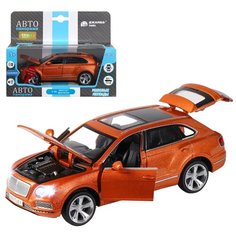 Машинка детская, металлическая, инерционная, Автопанорама, коллекционная, 1:34 Bentley Bentayga, оранжевый, свет, звук, открывающиеся двери