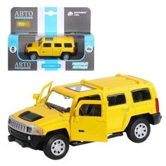 Машинка детская, металлическая, инерционная, Автопанорама, коллекционная, 1:43 Hummer H3, желтый, открывающиеся двери