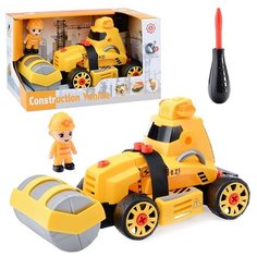 Машина-конструктор Oubaoloon "Строительная техника", 36 элементов, с отверткой и фигуркой строителя, в коробке (QL6011C-4)