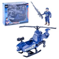 Набор полицейской техники Oubaoloon Вертолет, фигурка солдата, в коробке (8834A)