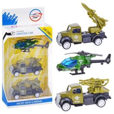 Набор машин Oubaoloon "Военная служба", с вертолетом, в коробке (LS04-3)