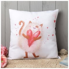 Подушка декоративная Сирень "Твой котик", 40*40 см, габардин