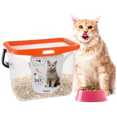 Контейнер для хранения корма для животных, размер 287 х 200 х 200 ммнения корма Berossi, цвет оранжевый, 6л