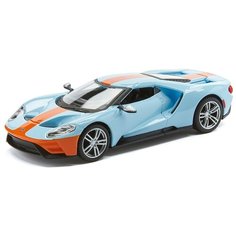 Bburago Машинка металлическая Ford GT Street fire 2019, 1:32, голубая с оранжевой полоской